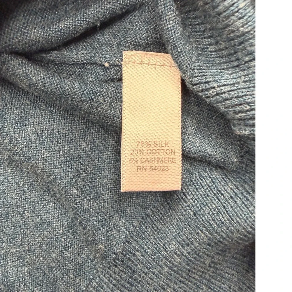 Banana Republic Mens Luxury Blend Silk Cashmere V-Neck Sweater Teal Blue M Soft